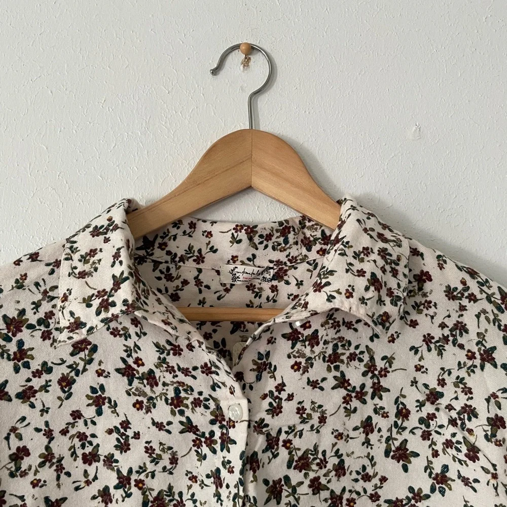 Free People Early Morning Ditsy Floral Flannel Button Up Shirt